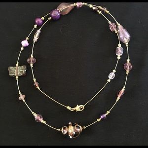 🦋 Purple Glass Beaded Necklace